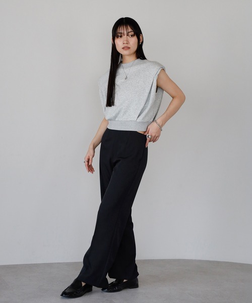 ENC（エンク）の「waist belt design straight pants / ウエストベルトデザインストレートパンツ（その他パンツ・レディース・ベージュ系その他/ブラック・FREE）」の4枚目の写真