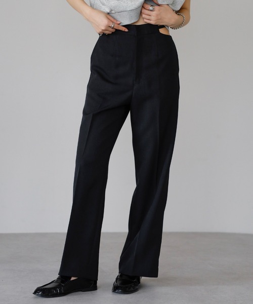 ENC（エンク）の「waist belt design straight pants / ウエストベルトデザインストレートパンツ（その他パンツ・レディース・ベージュ系その他/ブラック・FREE）」の7枚目の写真