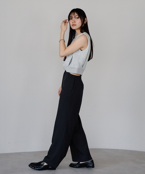ENC（エンク）の「waist belt design straight pants / ウエストベルトデザインストレートパンツ（その他パンツ・レディース・ベージュ系その他/ブラック・FREE）」の8枚目の写真