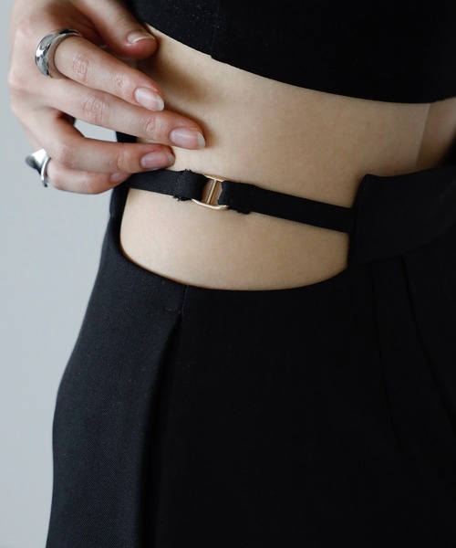 ENC（エンク）の「waist belt design straight pants / ウエストベルトデザインストレートパンツ（その他パンツ・レディース・ベージュ系その他/ブラック・FREE）」の16枚目の写真