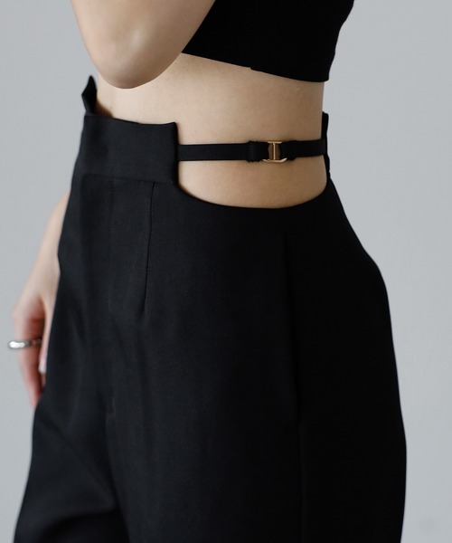 ENC（エンク）の「waist belt design straight pants / ウエストベルトデザインストレートパンツ（その他パンツ・レディース・ベージュ系その他/ブラック・FREE）」の17枚目の写真