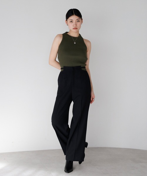 ENC（エンク）の「waist belt design straight pants / ウエストベルトデザインストレートパンツ（その他パンツ・レディース・ベージュ系その他/ブラック・FREE）」の19枚目の写真
