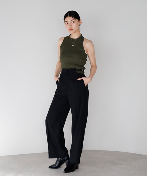 ENC（エンク）の「waist belt design straight pants / ウエストベルトデザインストレートパンツ（その他パンツ・レディース・ベージュ系その他/ブラック・FREE）」の20枚目の写真