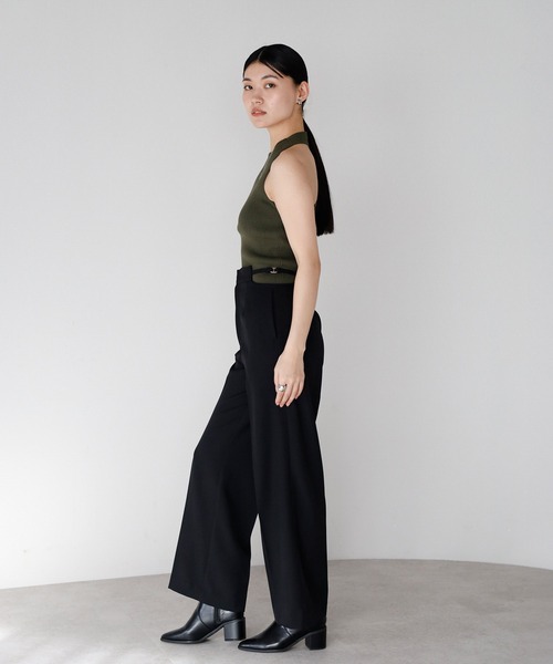 ENC（エンク）の「waist belt design straight pants / ウエストベルトデザインストレートパンツ（その他パンツ・レディース・ベージュ系その他/ブラック・FREE）」の21枚目の写真