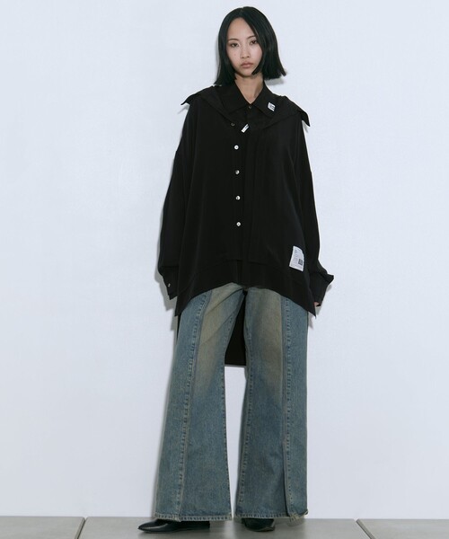 メゾン ミハラヤスヒロ ダブルレイヤード ワークシャツ ジャケット 44 MIHARA YASUHIRO/ミハラヤスヒロ】DOUBLE LAYERED SHIRTS/ダブル