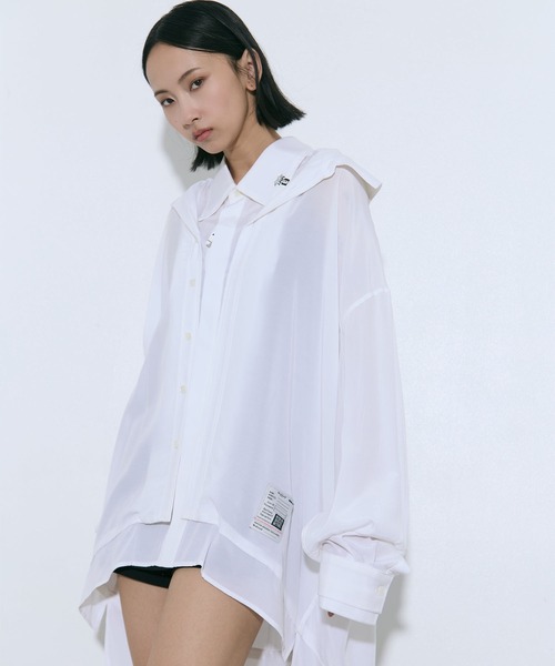 Maison MIHARA YASUHIRO(メゾンミハラヤスヒロ)の「【MIHARA YASUHIRO/ミハラヤスヒロ】DOUBLE LAYERED SHIRTS/ダブルレイヤードシャツ(シャツ/ブラウス・レディース・ホワイト/ブラック/パープル・36)」の2枚目の写真