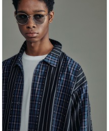 ADAMPATEK/jacquard check-stripe shirt/チェックｘストライプジャガードシャツ(AP2615015)