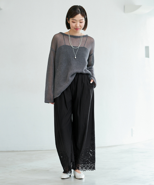 IENA（イエナ）の「カットワークレースパンツ（その他パンツ・レディース・ブラック/ホワイト・38/36）」の3枚目の写真