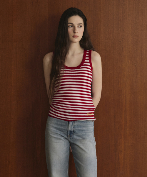 STUDIO&PARC（スタジオアンドパルク）の「Wool 100% Striped Knit Sleeveless_Red（Tシャツ/カットソー・レディース・レッド・FREE）」の7枚目の写真