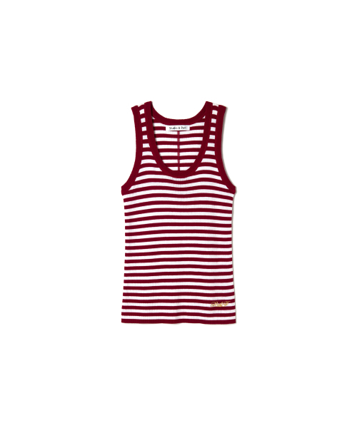 STUDIO&PARC（スタジオアンドパルク）の「Wool 100% Striped Knit Sleeveless_Red（Tシャツ/カットソー・レディース・レッド・FREE）」の2枚目の写真