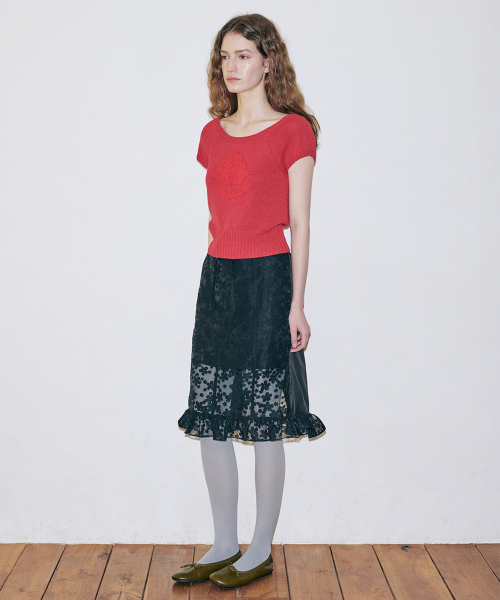 SINOON（シヌーン）の「Flower Sheer Skirt (Black)（スカート・レディース・ブラック・FREE）」の3枚目の写真