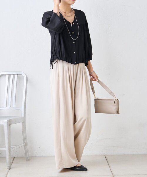 Jena espace merveilleux（ジェナ　エスパスメルヴェイユ）の「マルチタックワイドパンツ（その他パンツ・レディース・チャコールグレー/アイボリー/イエロー・FREE）」の5枚目の写真