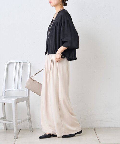 Jena espace merveilleux（ジェナ　エスパスメルヴェイユ）の「マルチタックワイドパンツ（その他パンツ・レディース・チャコールグレー/アイボリー/イエロー・FREE）」の10枚目の写真