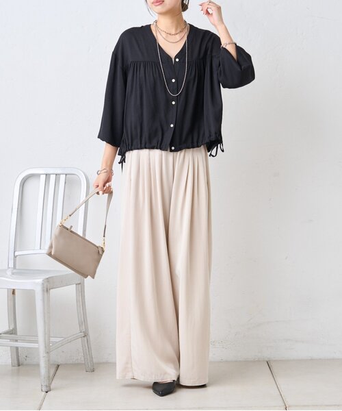 Jena espace merveilleux（ジェナ　エスパスメルヴェイユ）の「マルチタックワイドパンツ（その他パンツ・レディース・チャコールグレー/アイボリー/イエロー・FREE）」の11枚目の写真