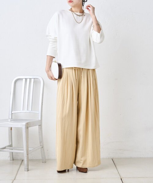 Jena espace merveilleux（ジェナ　エスパスメルヴェイユ）の「マルチタックワイドパンツ（その他パンツ・レディース・チャコールグレー/アイボリー/イエロー・FREE）」の13枚目の写真