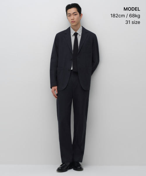 MUSINSA STANDARD（ムシンサスタンダード）の「[シティワーカーズ] リネンブレンドテーパードパンツ [ネイビー]（その他パンツ・メンズ・その他・26/27/28/29/30/31/32/33/34/36/38/40/42）」の4枚目の写真