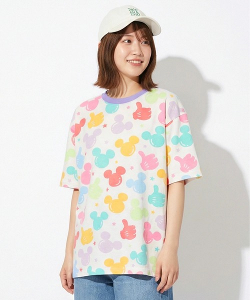Disney(ディズニー)の「親子お揃い ディズニー WEB限定 パステル総柄Tシャツ 1485A(Tシャツ/カットソー・メンズ・ホワイト・ユニセックスS/ユニセックスM/ユニセックスL/ユニセックスXL)」の1枚目の写真