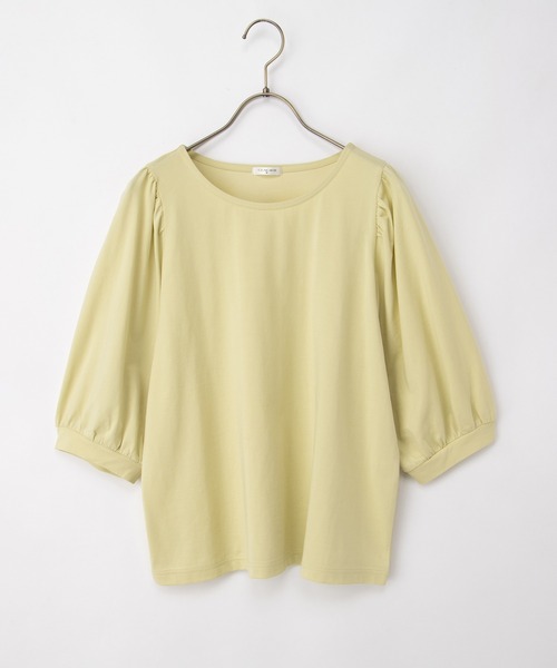Honeys(ハニーズ)の「【ハニさら・接触冷感・UVカット】ボリューム6分袖トップス(Tシャツ/カットソー・レディース・ホワイト×ブラック/ブラック/イエロー/オレンジ/ホワイト・3L/L/LL/M/S)」の8枚目の写真
