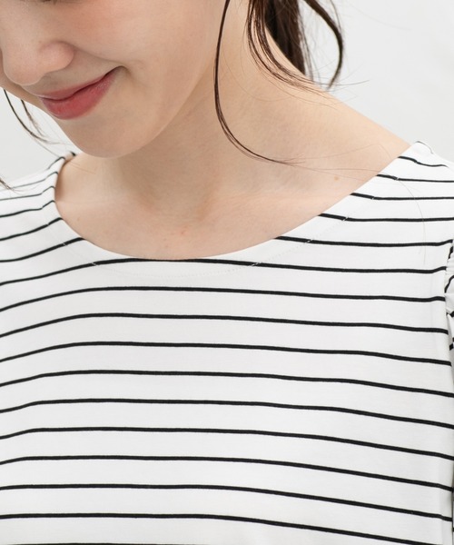 Honeys(ハニーズ)の「【ハニさら・接触冷感・UVカット】ボリューム6分袖トップス(Tシャツ/カットソー・レディース・ホワイト×ブラック/ブラック/イエロー/オレンジ/ホワイト・3L/L/LL/M/S)」の16枚目の写真