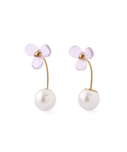 ANEMONE(アネモネ)の「フラワー×パールバックキャッチピアス(ピアス(両耳用)・レディース・パープル/ブルー・FREE)」の2枚目の写真