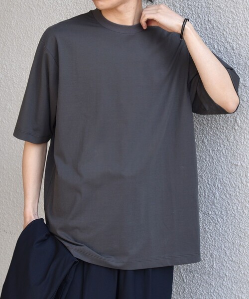 SHIPS any(シップス エニィ)の「SHIPS any:〈遮熱〉SOLAMENT(R) クルーネック リラックス Tシャツ◇(Tシャツ/カットソー・メンズ・チャコールグレー/ブラック/ホワイト・X-LARGE/LARGE/MEDIUM)」の2枚目の写真