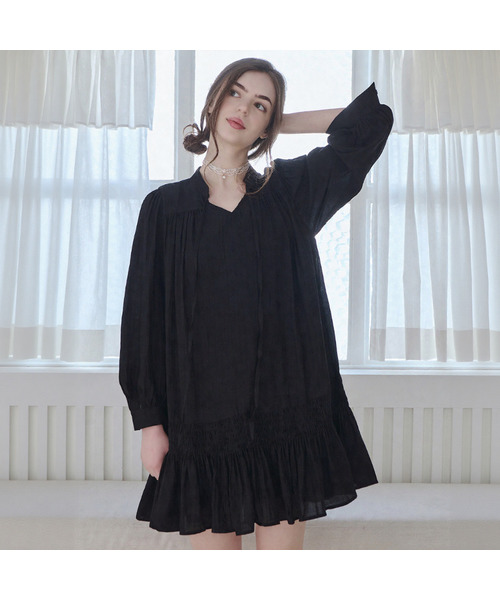 SLOWLOLLI(スローローリ)の「May frill ethnic dress_2 Colors(ワンピース・レディース・ブラック/アイボリー・FREE/2)」の1枚目の写真
