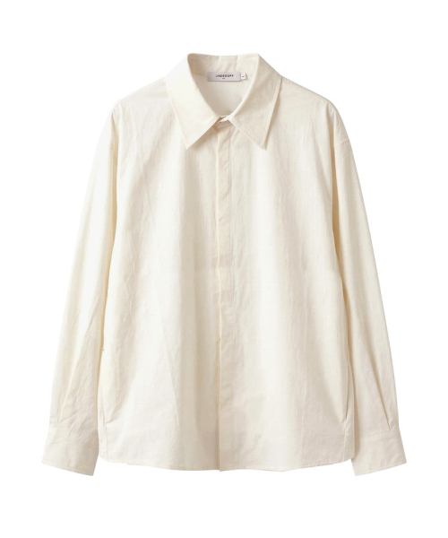 UNDEROFF(アンダーオフ)の「オーバーサイズストレッチクロップシャツアイボリー(シャツ/ブラウス・メンズ・アイボリー・MEDIUM/LARGE/X-LARGE)」の2枚目の写真