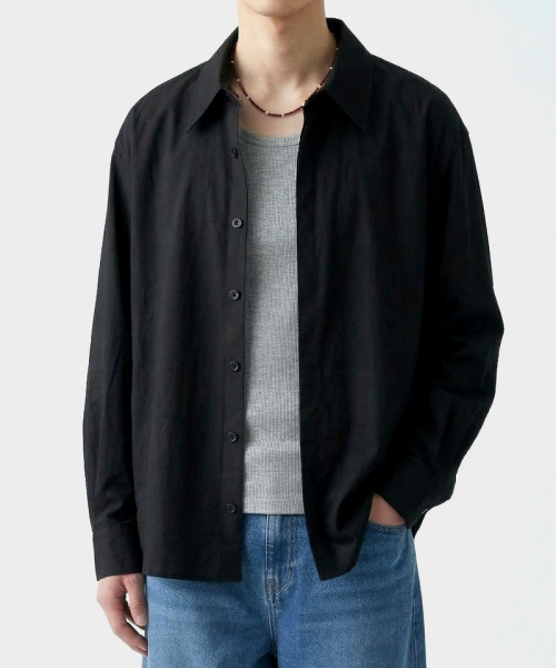 UNDEROFF(アンダーオフ)の「オーバーサイズストレッチクロップシャツアイボリー(シャツ/ブラウス・メンズ・アイボリー・MEDIUM/LARGE/X-LARGE)」の4枚目の写真