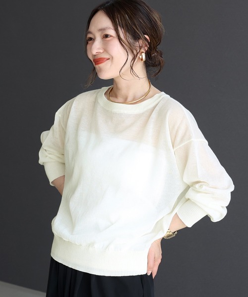 Aletta vita(アレッタビータ)の「リブ使いシアードルマンニットプルオーバー(ニット/セーター・レディース・アイボリー/ブラック/杢グレー・M)」の2枚目の写真
