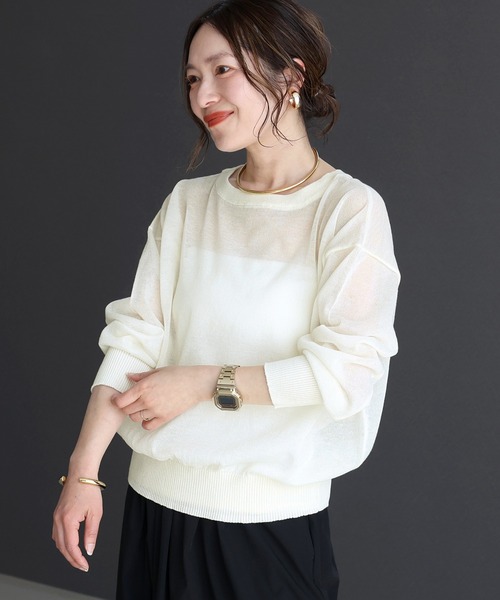 Aletta vita(アレッタビータ)の「リブ使いシアードルマンニットプルオーバー(ニット/セーター・レディース・アイボリー/ブラック/杢グレー・M)」の4枚目の写真