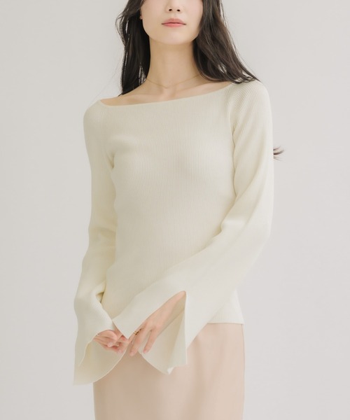 NEUNA(ヌナ)の「スリットスリーブリブトップス(Tシャツ/カットソー・レディース・ブラック/オフホワイト/ピンク・FREE)」の6枚目の写真