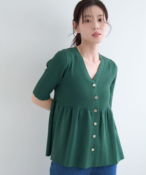 le.coeur blanc（ルクールブラン）の「TORRAZZO DONNA別注フレアラインリブニット（ニット/セーター・レディース・アイボリー/グリーン・38）」の14枚目の写真