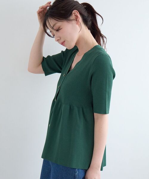 le.coeur blanc（ルクールブラン）の「TORRAZZO DONNA別注フレアラインリブニット（ニット/セーター・レディース・アイボリー/グリーン・38）」の15枚目の写真