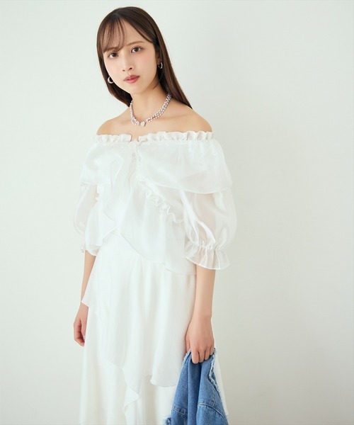 AND COUTURE(アンドクチュール)の「アシンメトリーシフォンラッフルスカート(スカート・レディース・ベージュ/ネイビー/オフホワイト/ブルー・SMALL/MEDIUM)」の10枚目の写真