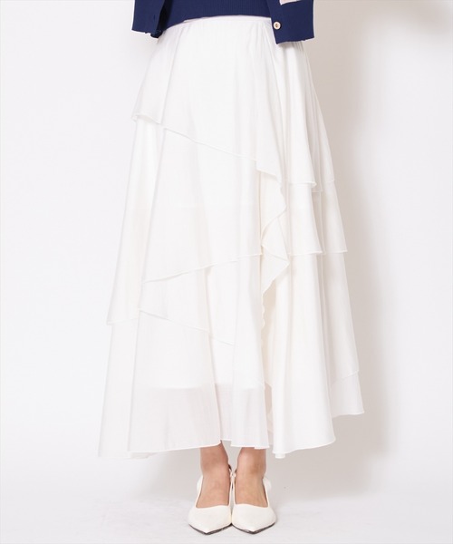AND COUTURE(アンドクチュール)の「アシンメトリーシフォンラッフルスカート(スカート・レディース・ベージュ/ネイビー/オフホワイト/ブルー・SMALL/MEDIUM)」の7枚目の写真