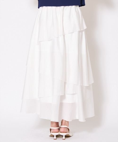 AND COUTURE(アンドクチュール)の「アシンメトリーシフォンラッフルスカート(スカート・レディース・ベージュ/ネイビー/オフホワイト/ブルー・SMALL/MEDIUM)」の5枚目の写真