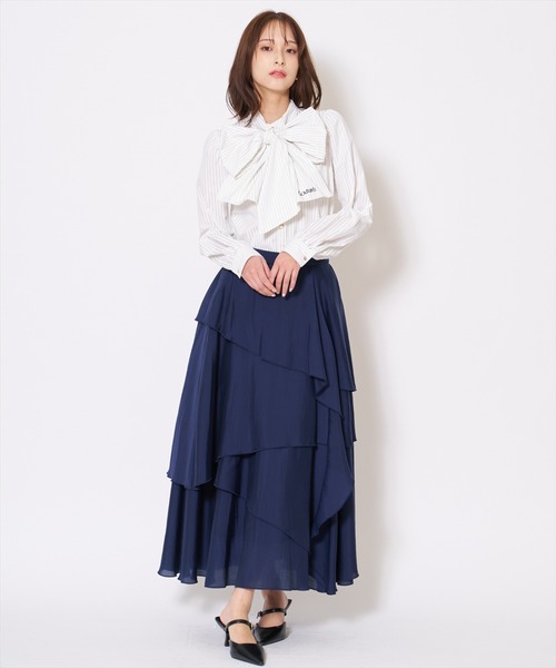 AND COUTURE(アンドクチュール)の「アシンメトリーシフォンラッフルスカート(スカート・レディース・ベージュ/ネイビー/オフホワイト/ブルー・SMALL/MEDIUM)」の21枚目の写真