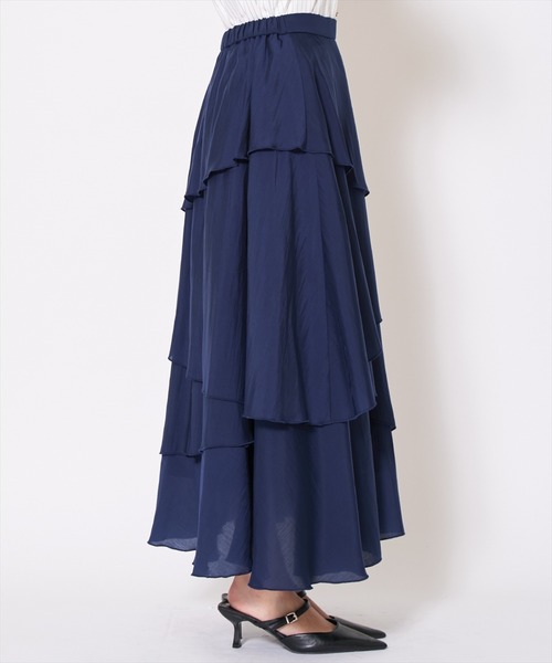 AND COUTURE(アンドクチュール)の「アシンメトリーシフォンラッフルスカート(スカート・レディース・ベージュ/ネイビー/オフホワイト/ブルー・SMALL/MEDIUM)」の19枚目の写真