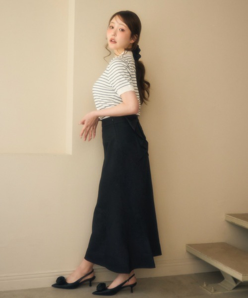 miune（ミューヌ）の「バックリボンロングスカート（スカート・レディース・ブラック/アイボリー/グレー・FREE）」の4枚目の写真