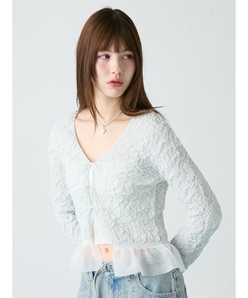 FURFUR(ファーファー)の「クリンクルシアーカーディガン(カーディガン/ボレロ・レディース・ピンク/ブラック/ミント・F)」の3枚目の写真