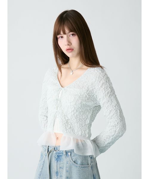 FURFUR(ファーファー)の「クリンクルシアーカーディガン(カーディガン/ボレロ・レディース・ピンク/ブラック/ミント・F)」の11枚目の写真