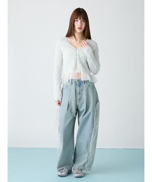 FURFUR(ファーファー)の「クリンクルシアーカーディガン(カーディガン/ボレロ・レディース・ピンク/ブラック/ミント・F)」の8枚目の写真