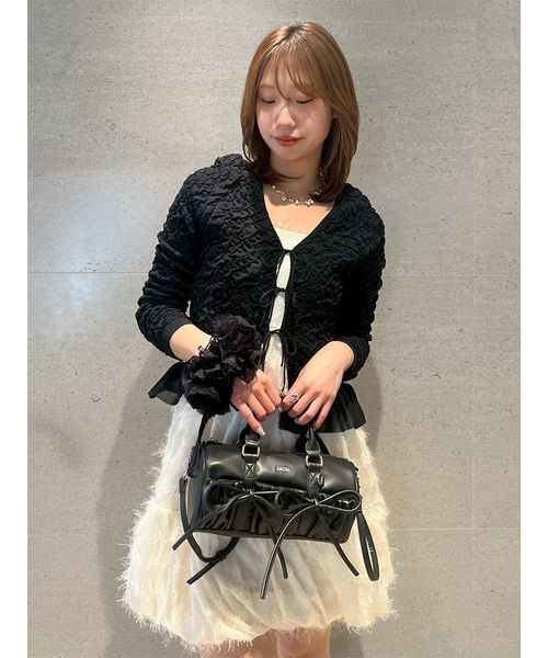 FURFUR(ファーファー)の「クリンクルシアーカーディガン(カーディガン/ボレロ・レディース・ピンク/ブラック/ミント・F)」の6枚目の写真