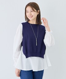 バックスリットニットベスト＆ブラウス