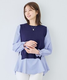 バックスリットニットベスト&ブラウス