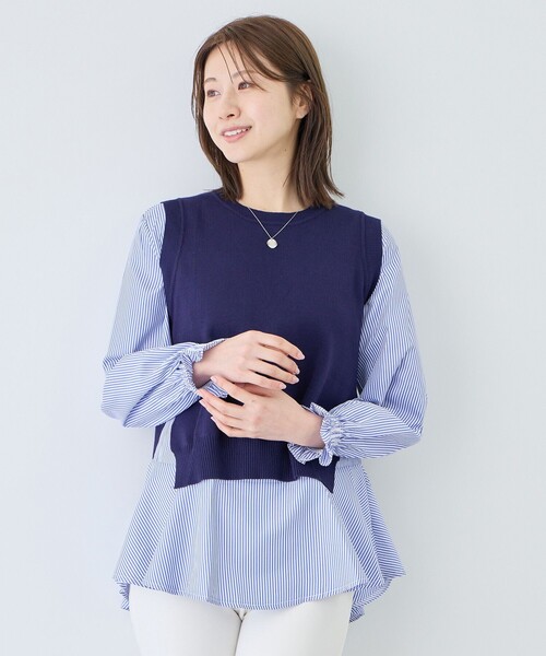 Jayro(ジャイロ)の「バックスリットニットベスト&ブラウス(その他トップス・レディース・ブラック/ネイビー/ブラック系その他/グレー/ブルー系その他・FREE)」の1枚目の写真
