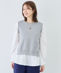 バックスリットニットベスト&ブラウス