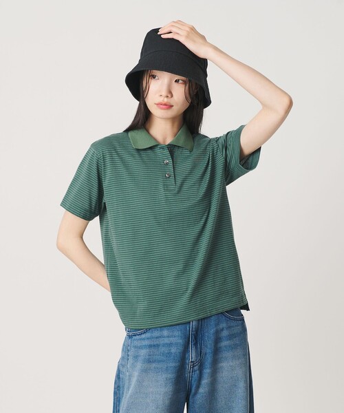 BEAUTY&YOUTH UNITED ARROWS（ビューティーアンドユースユナイテッドアローズ）の「コットンポリエステル ボーダー ポロシャツ（ポロシャツ・レディース・ブラウン/ロイヤルブルー/ケリーグリーン・FREE）」の8枚目の写真