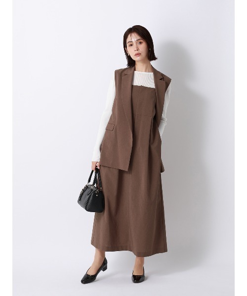 SUIT SQUARE(スーツスクエア)の「キャミワンピース/ウォッシャブル/UVカット/BREEZE COOL/無地/BIYORI UP(ワンピース・レディース・ベージュ/ブラウン・40/38)」の6枚目の写真