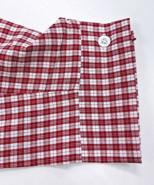 DAY CLOSET(デイ クローゼット)の「【シワになりにくい/袖口ボタン付き】長袖 レギュラーカラー ギンガムチェック オーバーサイズシャツ レディース(シャツ/ブラウス・レディース・レッド/ライトブルー・L/M)」の6枚目の写真